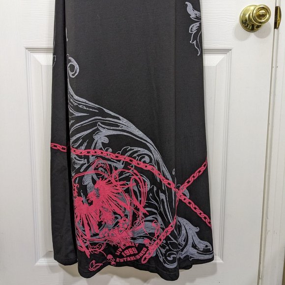 COOGI Black One Shoulder LIVE SEXY Chains Rhinestone Studs Maxi Dress - S* NWT - Picture 3 of 15